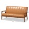 Baxton Studio Nikko Mid-century Modern Tan Faux Leather and Walnut Brown finished Wood Sofa 175-10976-Zoro - alternate 4